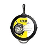 Lodge Seasoned Cast Iron Skillet - PFAS-Free, Non-Toxic Cookware - Use with an Oven, Stove, Grill, or Campfire - Naturally Non-Stick & Oven Safe - 12 Inches