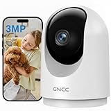 GNCC Indoor Security Camera, 2K Cameras for Home Security with Motion Detection, Baby/Pet Camera with Phone App, Night Vision, 2-Way Audio, TF/Cloud Storage, Works with Alexa & Google Home, 2.4G WiFi