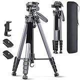 CAMBOFOTO 74″ Aluminum Camera Tripod – Heavy‐Duty Professional Tripod Stand for DSLR & Mirrorless Cameras, Smartphones & GoPro – Lightweight Travel Tripod with 360° Pan Head & Phone Mount