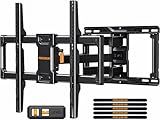 Perlegear Full Motion TV Wall Mount for Most 42–84 inch Flat Curved TVs up to 132 lbs, 12″/16″ Wood Studs, Bracket with Articulating Arms, Swivel, Tool-Free Tilt, Max VESA 600x400mm PGLF12
