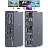 Thunderbolt Docking Station 4K@60Hz 3 Monitors for M1 M2 M3 M4 MacBook/Air with DisplayLink Technology,19-in-1 USB C Dock with 2 HDMI & 2 DisplayPort,PD 100W/USB 3.2 10G USB/Ethernet/Card Readers