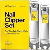 Ultra Sharp Nail Clippers Set - 2 Pack Stainless Steel Fingernail & Toenail Trimmers with Built-in Nail File for Women & Seniors (Silver)