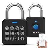 Eseesmart Fingerprint Locker Lock with Code, Combination Padlock Smart Fingerprint Biometric Keyless Combo Lock Waterproof for Outdoor Fence Gate Shed Gym School Locker Storage