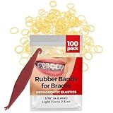 Orthodontic Rubber Bands for Braces 3/16 Light Force 2.5 oz - 100 Pack, Natural, Elastic Braces Rubber Bands, Orthodontic Elastics for Fixing Tooth Gaps, Dreadlocks, Includes Free Elastic Placer