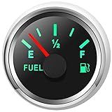 2" Fuel Level Gauge 8 Color Backlight 5 Signals Adjustable 0-190ohm,0-180ohm,10-180ohm,240-33ohm,240-30ohm,Fuel Gauge Kit for Boat Car RV Truck Vehicle Motorcycle