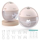 Paruu Hands Free Breast Pump P16, Wearable Breast Pump Electirc Portable with 4 Modes & 12 Levels, Max 309mmHg Strong Suction 19/21/24mm Flange Inserts Wearable Breastfeeding Pump, 2 Pack（Nude