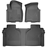Husky Liners Weatherbeater Floor Mats | Fits 2015-2026 Ford F-150, 2022-2026 Lightning, SuperCrew (Crew Cab) w/Carpet & w/Out Fold Flat Storage | Front & 2nd Row, 3-pc Black - 94041