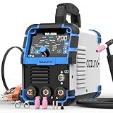 AZZUNO 200A TIG Welder With Pulse Cold, 5-in-1 DC HF TIG/PULSE TIG/COLD/SPOT TIG/STICK, 110V&220V Dual Voltage TIG Welding Machine with Large LED Display