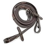 Jeffers Uniquely English Rubber Grip Reins for Horses, 54" L - Leather Riding Reins with Hook & Stud Ends, Non Slip Grip, Equestrian Horse Tack for Jumping, Dressage, Training, Trail Riding - Havana