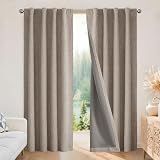Joydeco 100% Blackout Curtains for Bedroom - Nature Linen 84 Inch Long