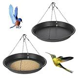 IANFAN 2 Sets 12.8'' Bird Seed Catcher Tray, Bird Feeder Platform Large Hanging Tray Squirrel Feeder Fits Most Feeders Catches Most Falling Seed and Husk for Outdoors, Backyard, Garden