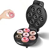 DSP Mini Donut Maker - Non-Stick, Cool Touch Electric Doughnut Machine for Mini Donuts - Perfect for Breakfast, Snacks & Desserts (Black, 7 Donuts)