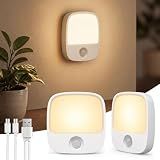 EZVALO Rechargeable Motion Sensor Night Lights, 2 Pack Magnetic Stick-On LED Lights with 3 Color Temperatures, Adjustable & Memory, Cordless Night Light for Closet, Bedroom, Hallway, Stairs, Bathroom