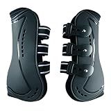 Wandrola Horse Boots Open Front Jumping Tendon Sport Boots, Secure Leg Protection, Classic Equine Supplies (Black, M)
