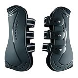 Wandrola Sport Splint Boots for Horses, Front Jumping Horse Leg Protection, for Schooling, Competition, Classic Equine Supplies (Black, L)