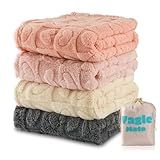 Yagle Mate 4 Pcs Baby Blankets,Fleece Heart Checkered Blanket, Cozy and Fluffy Crib Blankets for Girls, Toddler Receiving Blankets 30×40 Light Pink Sakura Pink White Grey