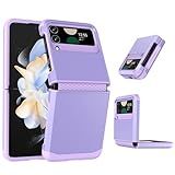Asuwish Compatible with Samsung Galaxy Z Flip 3 5G 2021 Phone Case Cell Accessories Heavy Duty Slim Rubber Protective Armor Hard PC Anti-Slip Hybrid Cover for ZFlip3 Z3 Flip3 3Z Women Men Purple