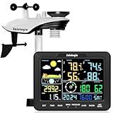 Sainlogic 12-in-1 Home Weather Station Wireless Indoor Outdoor and Rain Gauge Outdoor for Temperature, Humidity, Forecast, Pressure, Moon Phase, Alarm for Bedroom, Black (No WiFi)