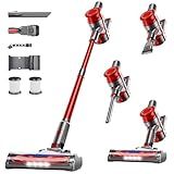 fenhua Cordless Vacuum Cleaner, Powerful Stick Vacuum Cleaner for Home with Rechargeable Battery, 6-in-1 Lightweight Handheld Vacuum, 45 Mins Runtime for Hardfloor & Carpets Pet Hair (red)