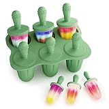 btrfe Silicone Popsicle Molds for Toddlers, 6-Cavity x 2oz Food-Grade Ice Pop Mold, Reusable DIY Fresh Fruitsicle Frozen Treats Maker (GREEN)
