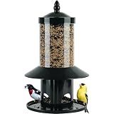 Squirrel Proof Bird Feeder - 360° Feeding Perch Tray for Outdoor Hanging Wild Bird Seeds, Dark Green.
