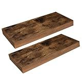 HOOBRO Floating Shelves for Wall, Wall Mounted Shelf Set of 2, 15.7" Hanging Shelf with Invisible Brackets, for Wall Decor Storage in Bathroom Bedroom Kitchen Living Room Office, Rustic Brown BF40BJ01