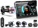 2026 LBW 7" Wireless GPS Motorcycle CarPlay(Includes 128G SD) with Android Auto Navigation, Dual 2K Dash Cam, HD Waterproof Screen, TPMS, Remote Control, BT, Magnetic Design Mount