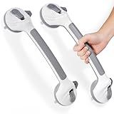 Reyiu Grab Bars for Bathtubs and Showers, 16.5 Inch Handicap Shower Handle Safety with Indicators, No-Drill Bathroom Suction Cup Grab Bar for Shower Chair Stool, Seniors, Elderly (2 Pack)