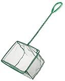 Pawfly 6 Inch Aquarium Fish Net with Braided Metal Handle Square Net with Soft Fine Mesh Sludge Food Residue Wastes Skimming Cleaning Net for Fish Tanks Small Koi Ponds and Pools