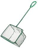 Pawfly 6 Inch Aquarium Fish Net with Braided Metal Handle Square Net with Soft Fine Mesh Sludge Food Residue Wastes Skimming Cleaning Net for Fish Tanks Small Koi Ponds and Pools