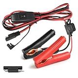 SAE Battery Alligator Clips Wire Harness with On/Off Switch 7.9ft/2.4m 16AWG, 12V Alligator Clips with Wires for Sprayer Parts, Sprayer Pump, Battery Charger, Solar Power Charging Extension Cable