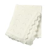 Loyfoky Baby Blanket 100% Cotton Knit Swaddle Soft Newborn Receiving Blanket Cozy for Boy/Girl Crib,Stroller White 40x30in
