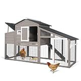 Ketive Large Wooden Chicken Coop with Run and Wheels, Grey