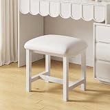 WBKATN White Vanity Stool, Small Vanity Chair, Cute Makeup Bench Seat with Leather Cushioned, Desk Stools for Bedroom, Bathroom, Entryway, Living Room, Office