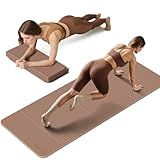 PAIDU Foldable Fitness Yoga Mat | 2/5" (10MM) Extra Thick | SGS Certified Non-Slip TPE | 76x26" Extra Long-Wide | Portable & Easy Store | for Yoga, Pilates, Home Gym & Full-Body Workouts (Brown + apricot)