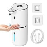 OHIFAST Automatic Liquid Soap Dispenser Touchless, USB Rechargeable Smart Hand Soap Dispenser, 6-Level Adjustable, 12.8oz/380mL Wall Mounted for Bathroom Kitchen Accessories Dish Soap-White