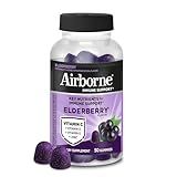 Airborne Elderberry + Zinc & Vitamin C Gummies For Adults, Immune Support Vitamin D & Zinc Gummies With Powerful Antioxidant Vitamins C D & E - 50 Gummies, Elderberry Flavor