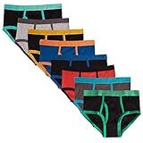 MALLARY BY MATTHEW Boys 100% Cotton Briefs Underwear (8 Pack) Basics Multicolored Elastic Briefs, M