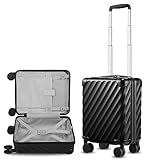 LUGGEX Luggage with Spinner Wheels, Polycarbonate Hard Shell Suitcase, Underseat 15 Inch, Shadow Black