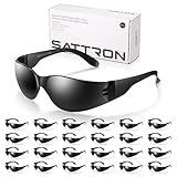 24 Pack of Tinted Safety Glasses (Protective Safety Sunglasses) Ploycarbonate Dark Smoke Lenses for UV Protection, Scratch & Impact Resistant, Perfect for Construction, Outdoor Work, Shooting and More