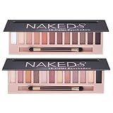 BestLand 2 Pack 12 Colors Makeup Nude Colors Eyeshadow Palette Natural Nude Matte Shimmer Glitter Pigment Eye Shadow Pallete Set Waterproof Smokey Professional Beauty Makeup Kit (2 PCS)