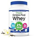 Orgain Whey Protein Powder, Vanilla Bean- 21g Grass Fed Dairy Protein, 5g BCAAs, 3g Prebiotic Fiber, No Sugar Added, No Added Hormones, Gluten Free, Kosher, for Shakes & Smoothies - 1.82lb