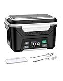 EAST OAK Cordless Electric Lunch Box for Adults, Heated Lunch Box Battery Powered with Automatic Heating, 5.5 Cups Portable Food Warmer with Removable Tray Divider