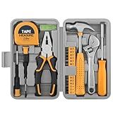 20 Pcs Home Tool Set, Basics Household Tool Kit with Small Mini Carrying Box for Men and Women DIY (Yellow)