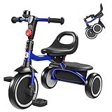 besrey Toddler Tricycle with Bell, Kids Tricycle Age 18 Months to 5 Years, Kids Trike, Toddler Bike for 1.5-5 Year Olds, Baby Trike, Gifts & Toys for Boys & Girls, Blue