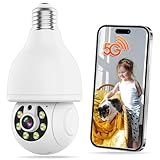 E27 Light Bulb Security Camera Outdoor - 3MP FHD Wireless Home Baby Monitor, WiFi Indoor Garage Surveillance with Night Vision, 2-Way Audio, PIR Mothion Detection and Alerts, Compatible with Alexa
