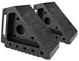 MaxxHaul Solid Rubber Wheel Chock 2-Pack | 8" x 4" x 6" Heavy-Duty Tire Stop | Non-Slip Traction Pads | Built-in Handle | All-Weather Vehicle Safety Block | Black | (70472)