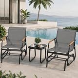 YITAHOME 3 Piece Patio Glider Set, Textilene Gliders Outdoor Furniture Grey