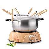 Artestia1500W Electric Swiss Fondue Set for Melting Chocolate Cheese Pot Sets with Temperature Control for Oil Broth Fondue Party, 8 Colored Fondue Forks