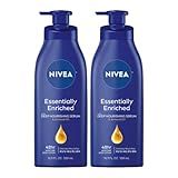 NIVEA Essentially Enriched Body Lotion for Very Dry Skin with Hyaluronic Acid, Almond Oil and Deep Nourishing Serum, 72-Hour Body Moisturizer, 16.9 Fl Oz Pump Bottle, Pack of 2